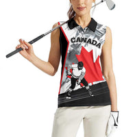 Canada Hockey Women Sleeveless Polo Shirt Maple Leaf Sport Style