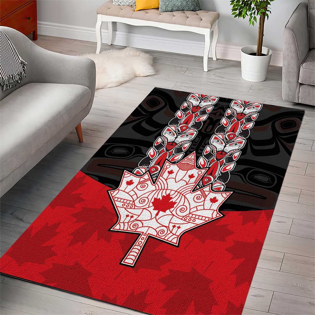 Canada Maple Leaf Area Rug Haida Totem Inspired Art