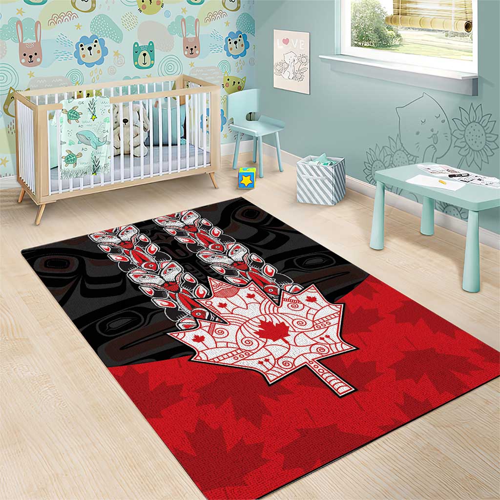Canada Maple Leaf Area Rug Haida Totem Inspired Art