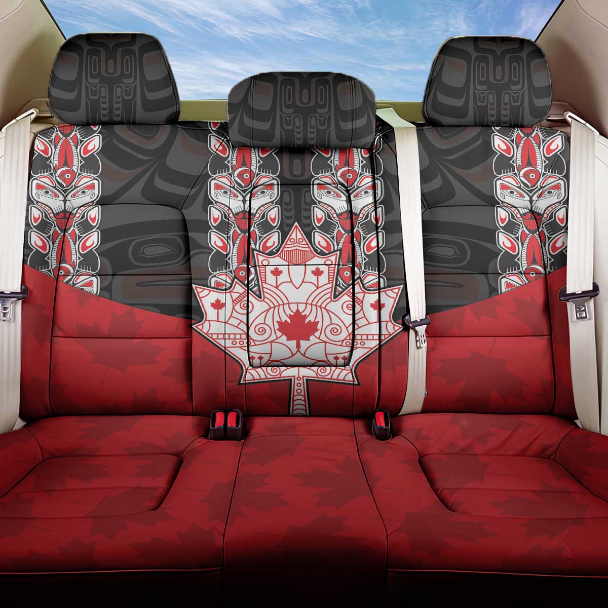 Canada Maple Leaf Back Car Seat Cover Haida Totem Inspired Art