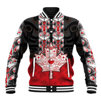 Personalised Canada Maple Leaf Baseball Jacket Haida Totem Inspired Art