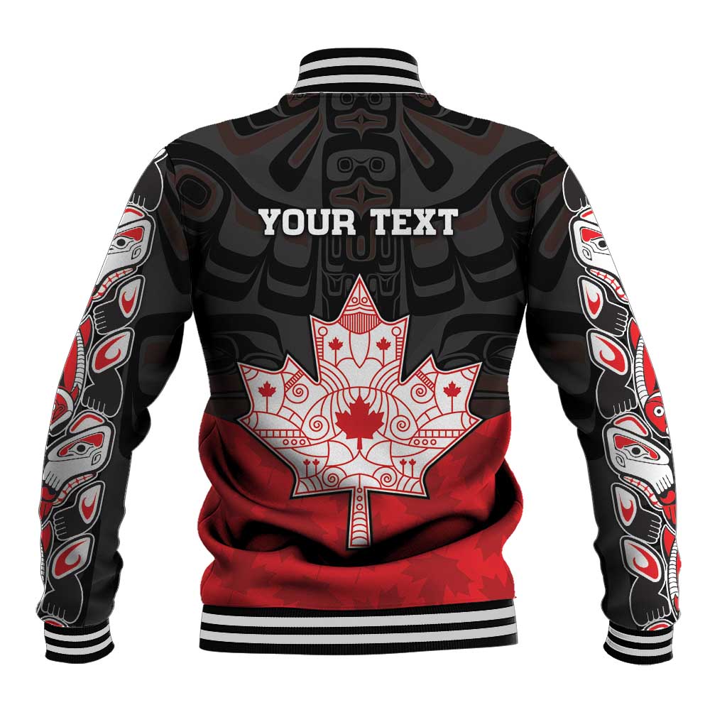 Personalised Canada Maple Leaf Baseball Jacket Haida Totem Inspired Art