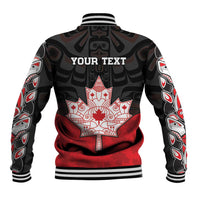 Personalised Canada Maple Leaf Baseball Jacket Haida Totem Inspired Art