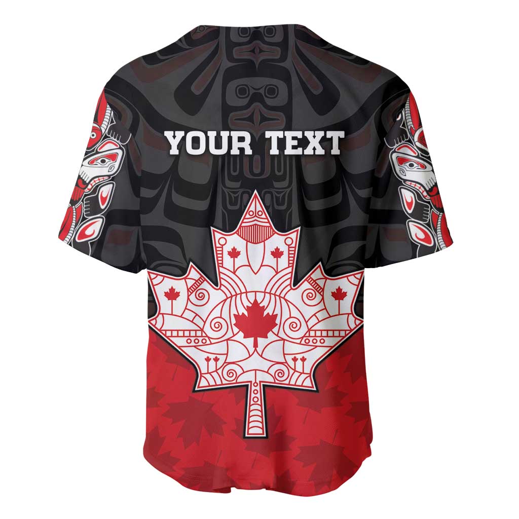 Personalised Canada Maple Leaf Baseball Jersey Haida Totem Inspired Art