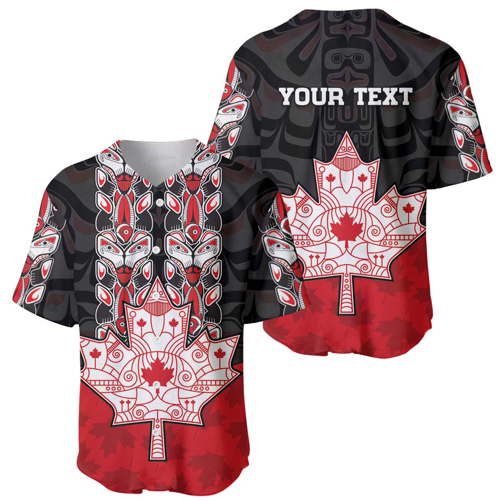 Personalised Canada Maple Leaf Baseball Jersey Haida Totem Inspired Art
