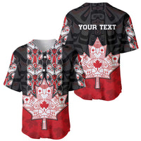 Personalised Canada Maple Leaf Baseball Jersey Haida Totem Inspired Art