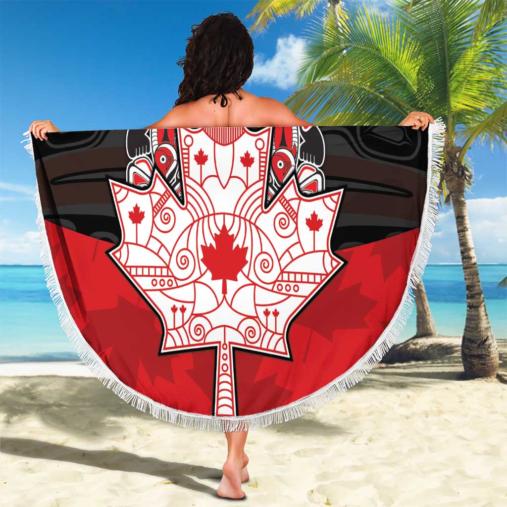 Canada Maple Leaf Beach Blanket Haida Totem Inspired Art