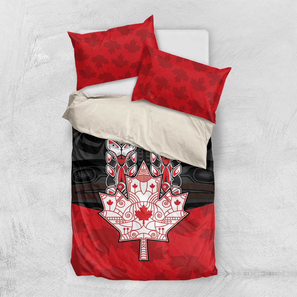 Canada Maple Leaf Bedding Set Haida Totem Inspired Art