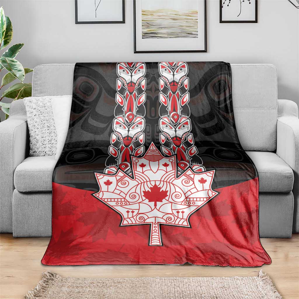 Canada Maple Leaf Blanket Haida Totem Inspired Art