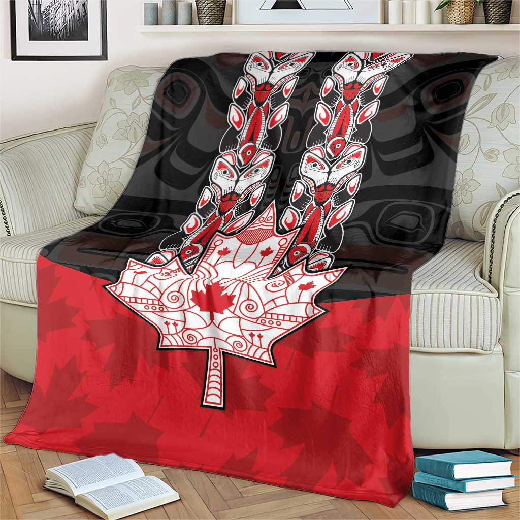 Canada Maple Leaf Blanket Haida Totem Inspired Art