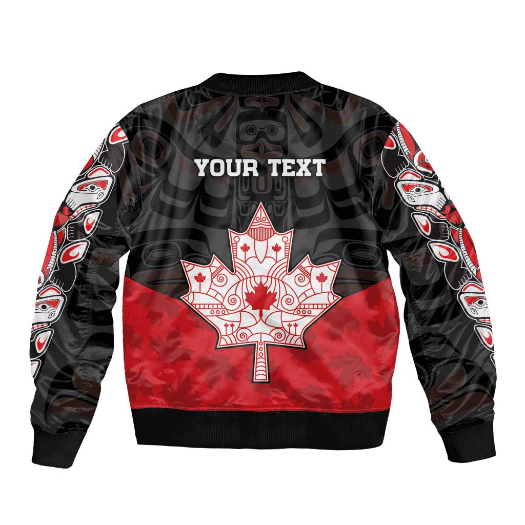 Personalised Canada Maple Leaf Bomber Jacket Haida Totem Inspired Art