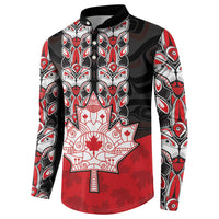 Personalised Canada Maple Leaf Button Sweatshirt Haida Totem Inspired Art