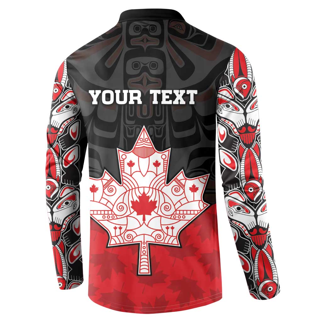 Personalised Canada Maple Leaf Button Sweatshirt Haida Totem Inspired Art