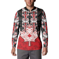 Personalised Canada Maple Leaf Button Sweatshirt Haida Totem Inspired Art