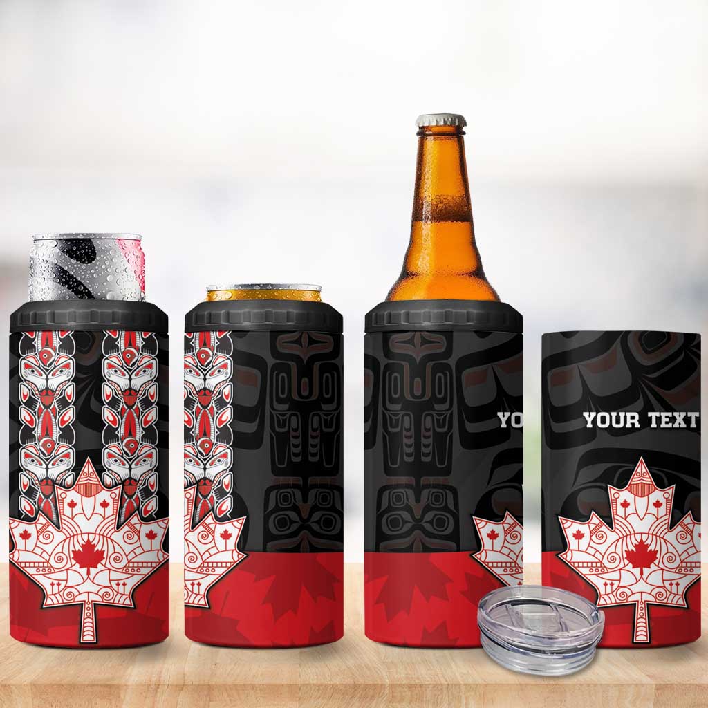 Personalised Canada Maple Leaf 4 in 1 Can Cooler Tumbler Haida Totem Inspired Art