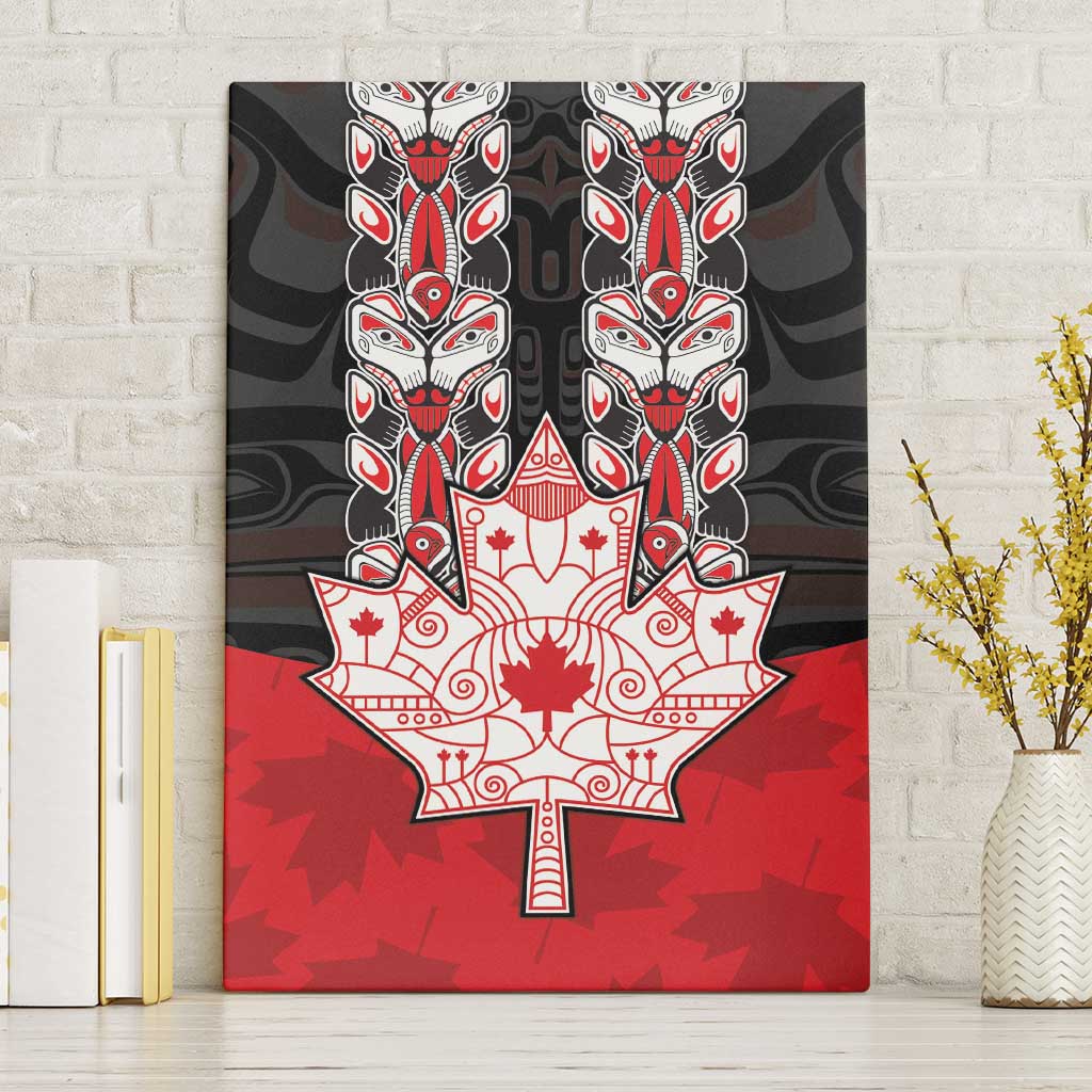 Canada Maple Leaf Canvas Wall Art Haida Totem Inspired Art