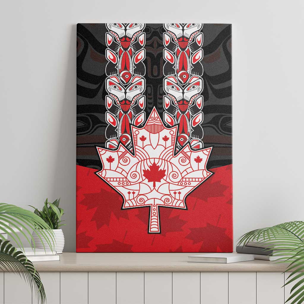 Canada Maple Leaf Canvas Wall Art Haida Totem Inspired Art