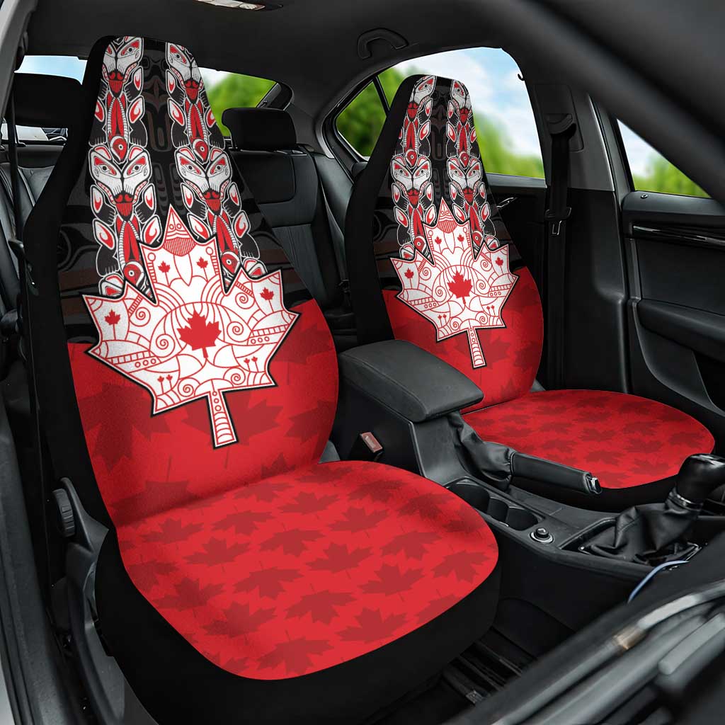 Canada Maple Leaf Car Seat Cover Haida Totem Inspired Art