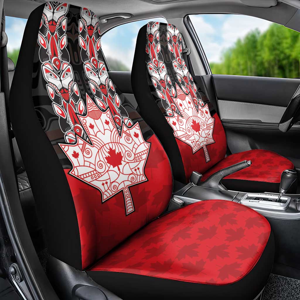 Canada Maple Leaf Car Seat Cover Haida Totem Inspired Art