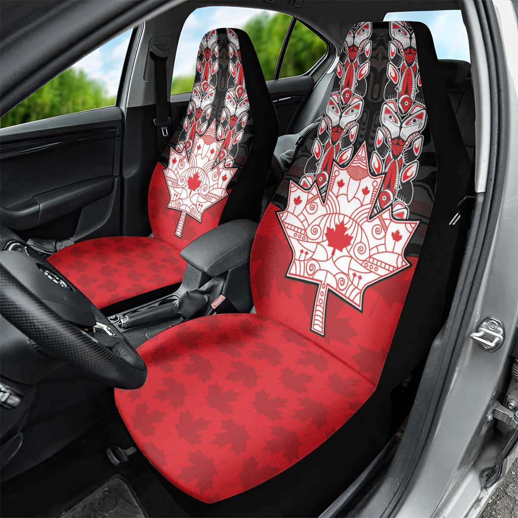 Canada Maple Leaf Car Seat Cover Haida Totem Inspired Art