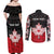 Personalised Canada Maple Leaf Couples Matching Off Shoulder Maxi Dress and Long Sleeve Button Shirt Haida Totem Inspired Art