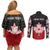 Personalised Canada Maple Leaf Couples Matching Off Shoulder Short Dress and Long Sleeve Button Shirt Haida Totem Inspired Art