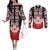 Personalised Canada Maple Leaf Couples Matching Off The Shoulder Long Sleeve Dress and Long Sleeve Button Shirt Haida Totem Inspired Art