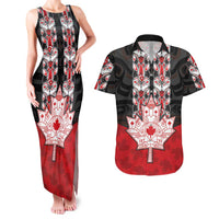 Personalised Canada Maple Leaf Couples Matching Tank Maxi Dress and Hawaiian Shirt Haida Totem Inspired Art