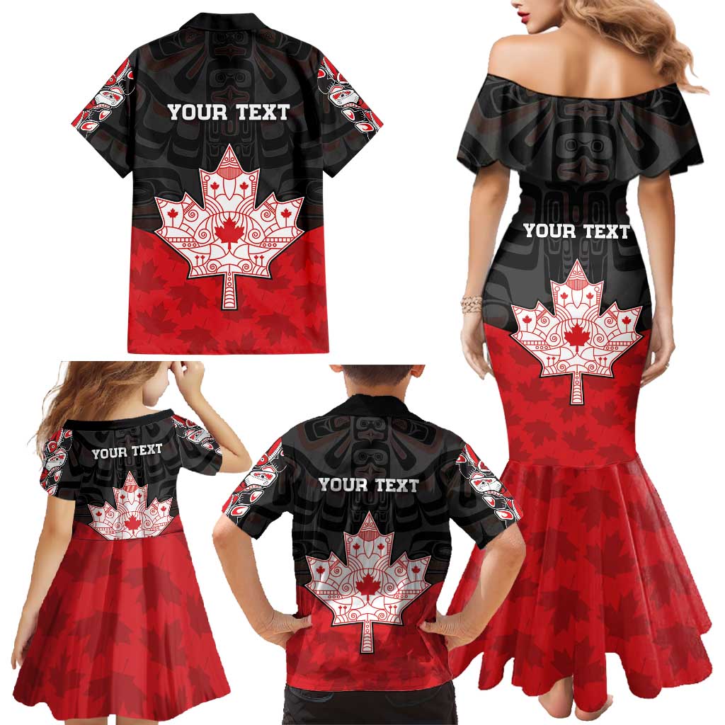 Personalised Canada Maple Leaf Family Matching Mermaid Dress and Hawaiian Shirt Haida Totem Inspired Art
