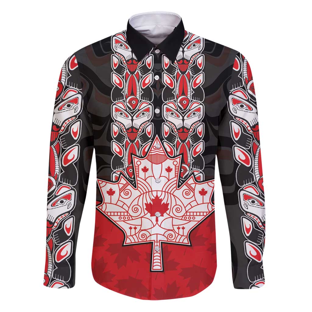 Personalised Canada Maple Leaf Family Matching Puletasi and Hawaiian Shirt Haida Totem Inspired Art