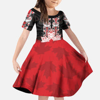 Personalised Canada Maple Leaf Family Matching Short Sleeve Bodycon Dress and Hawaiian Shirt Haida Totem Inspired Art