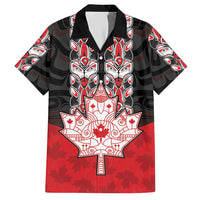 Personalised Canada Maple Leaf Family Matching Short Sleeve Bodycon Dress and Hawaiian Shirt Haida Totem Inspired Art