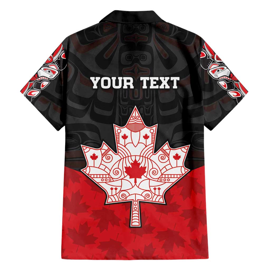 Personalised Canada Maple Leaf Family Matching Short Sleeve Bodycon Dress and Hawaiian Shirt Haida Totem Inspired Art