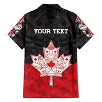 Personalised Canada Maple Leaf Family Matching Short Sleeve Bodycon Dress and Hawaiian Shirt Haida Totem Inspired Art