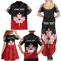 Personalised Canada Maple Leaf Family Matching Summer Maxi Dress and Hawaiian Shirt Haida Totem Inspired Art
