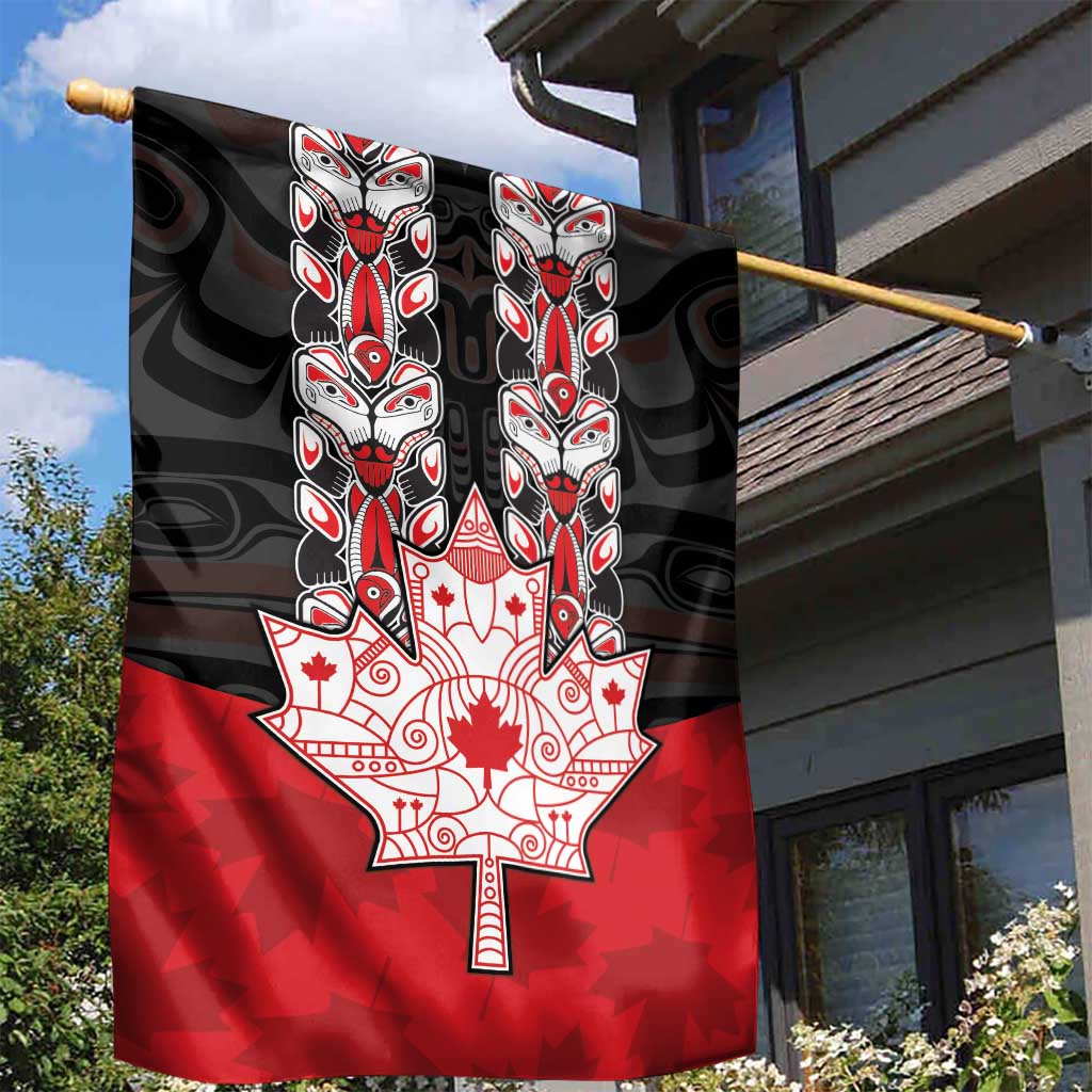Canada Maple Leaf Garden Flag Haida Totem Inspired Art