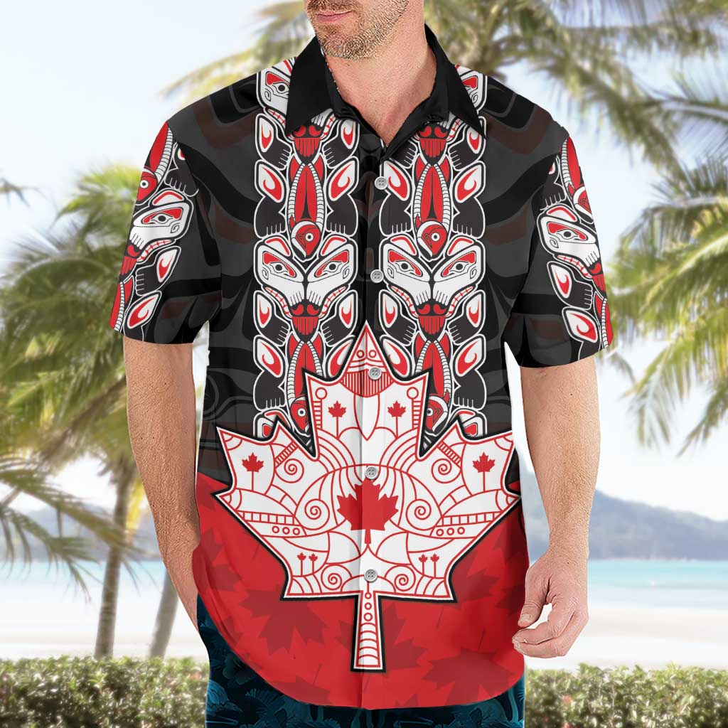 Personalised Canada Maple Leaf Hawaiian Shirt Haida Totem Inspired Art