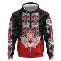 Personalised Canada Maple Leaf Hoodie Haida Totem Inspired Art