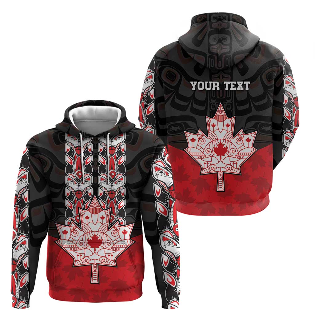 Personalised Canada Maple Leaf Hoodie Haida Totem Inspired Art
