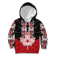 Personalised Canada Maple Leaf Kid Hoodie Haida Totem Inspired Art