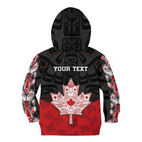 Personalised Canada Maple Leaf Kid Hoodie Haida Totem Inspired Art