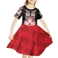 Personalised Canada Maple Leaf Kid Short Sleeve Dress Haida Totem Inspired Art