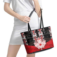 Canada Maple Leaf Leather Tote Bag Haida Totem Inspired Art