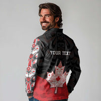 Personalised Canada Maple Leaf Long Sleeve Polo Shirt Haida Totem Inspired Art