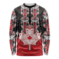 Personalised Canada Maple Leaf Long Sleeve Shirt Haida Totem Inspired Art