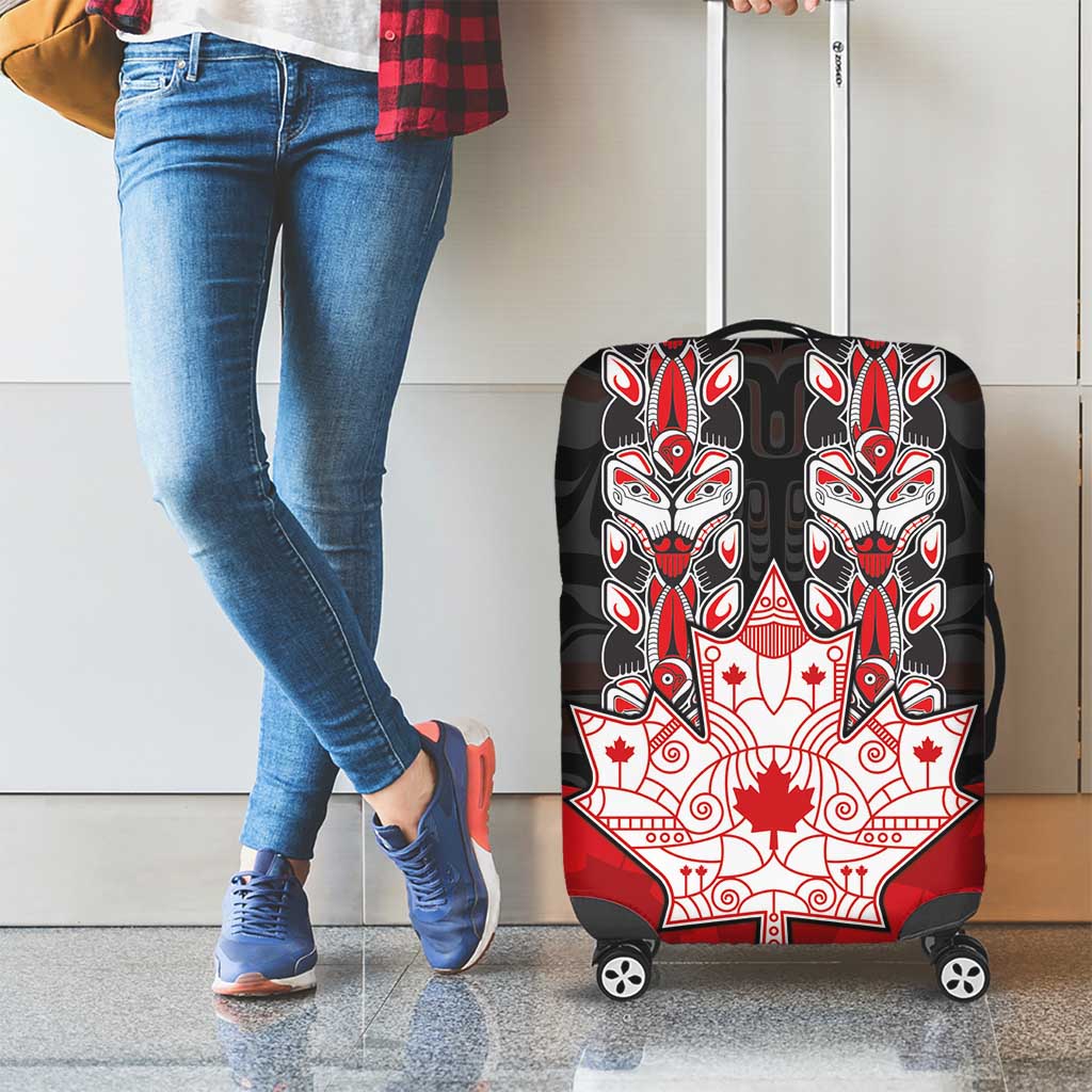 Canada Maple Leaf Luggage Cover Haida Totem Inspired Art