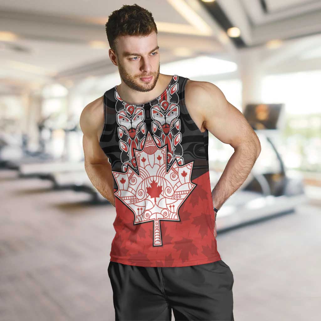 Personalised Canada Maple Leaf Men Tank Top Haida Totem Inspired Art
