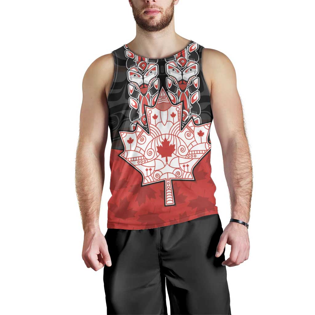 Personalised Canada Maple Leaf Men Tank Top Haida Totem Inspired Art