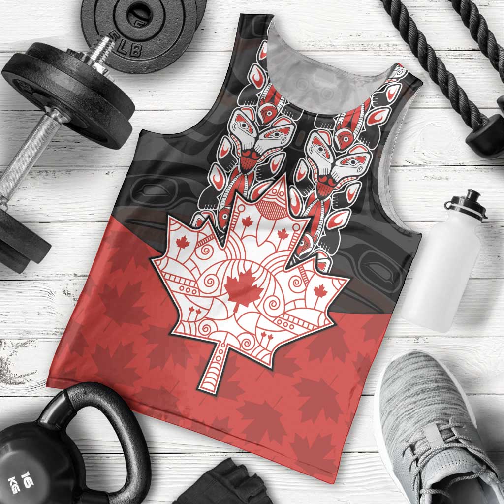 Personalised Canada Maple Leaf Men Tank Top Haida Totem Inspired Art