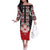 Personalised Canada Maple Leaf Off The Shoulder Long Sleeve Dress Haida Totem Inspired Art